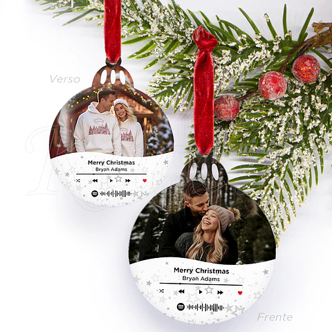 Bola de Natal Personalizável Spotify com Fotos Stars
