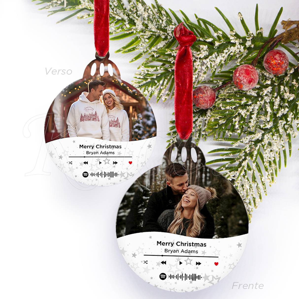 Bola de Natal Personalizável Spotify com Fotos Stars 2