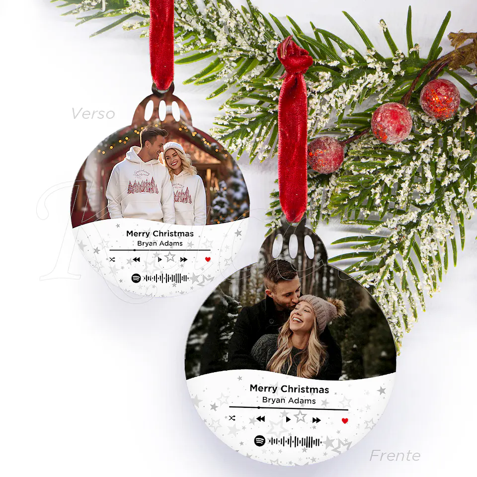 Bola de Natal Personalizável Spotify com Fotos Stars 2