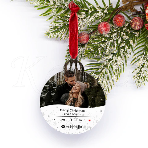 Bola de Natal Personalizável Spotify com Fotos Stars