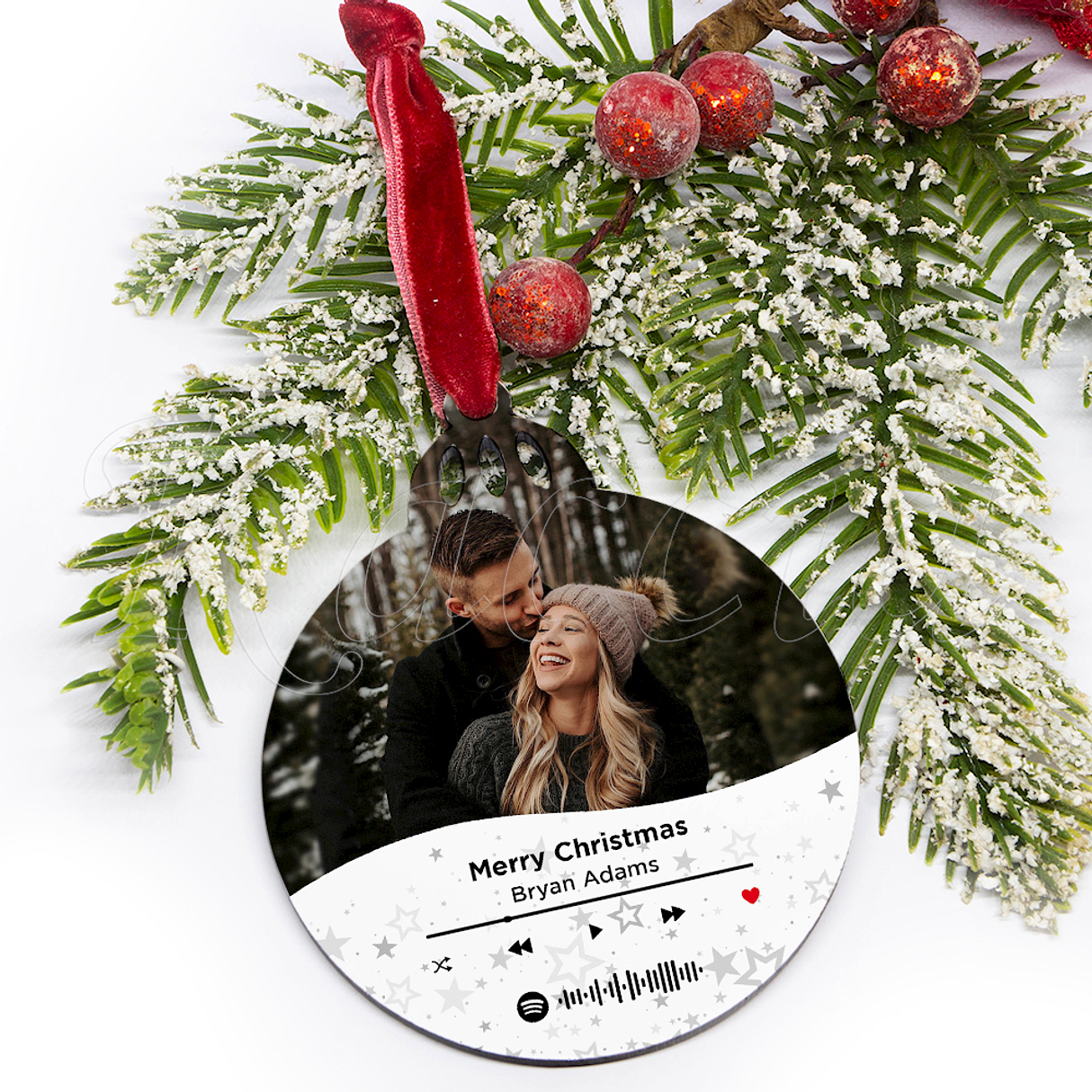 Bola de Natal Personalizável Spotify com Fotos Stars 3