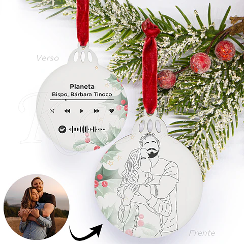 Bola de Natal Personalizável Spotify com Ilustração