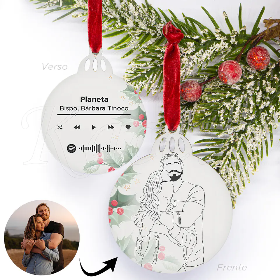 Bola de Natal Personalizável Spotify com Ilustração 1