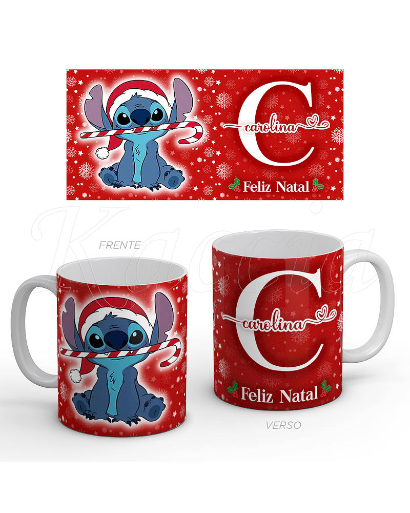 Caneca Personalizável Stitch com Nome Natal Candy