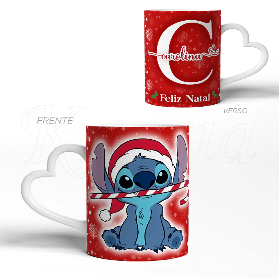 Caneca Personalizada Stitch com Nome Natal Candy 3