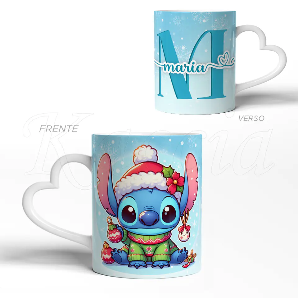 Caneca Personalizada Stitch com Nome Natal Blue 3