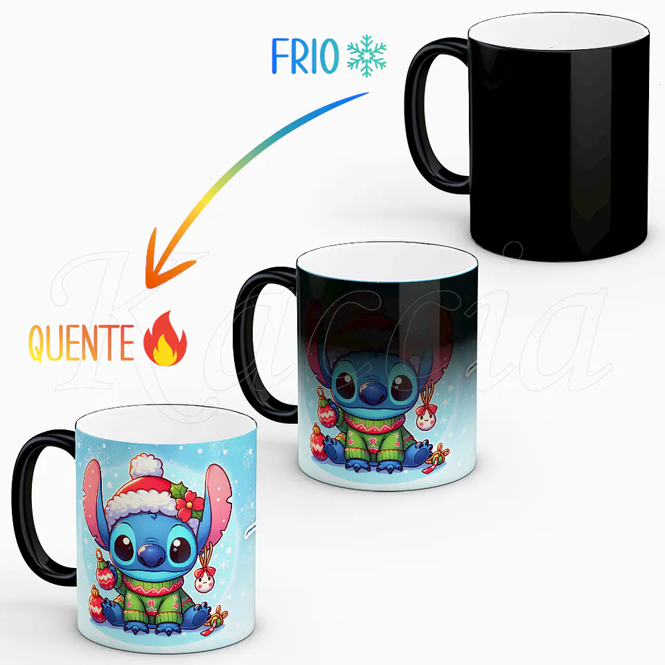 Caneca Personalizada Stitch com Nome Natal Blue 2