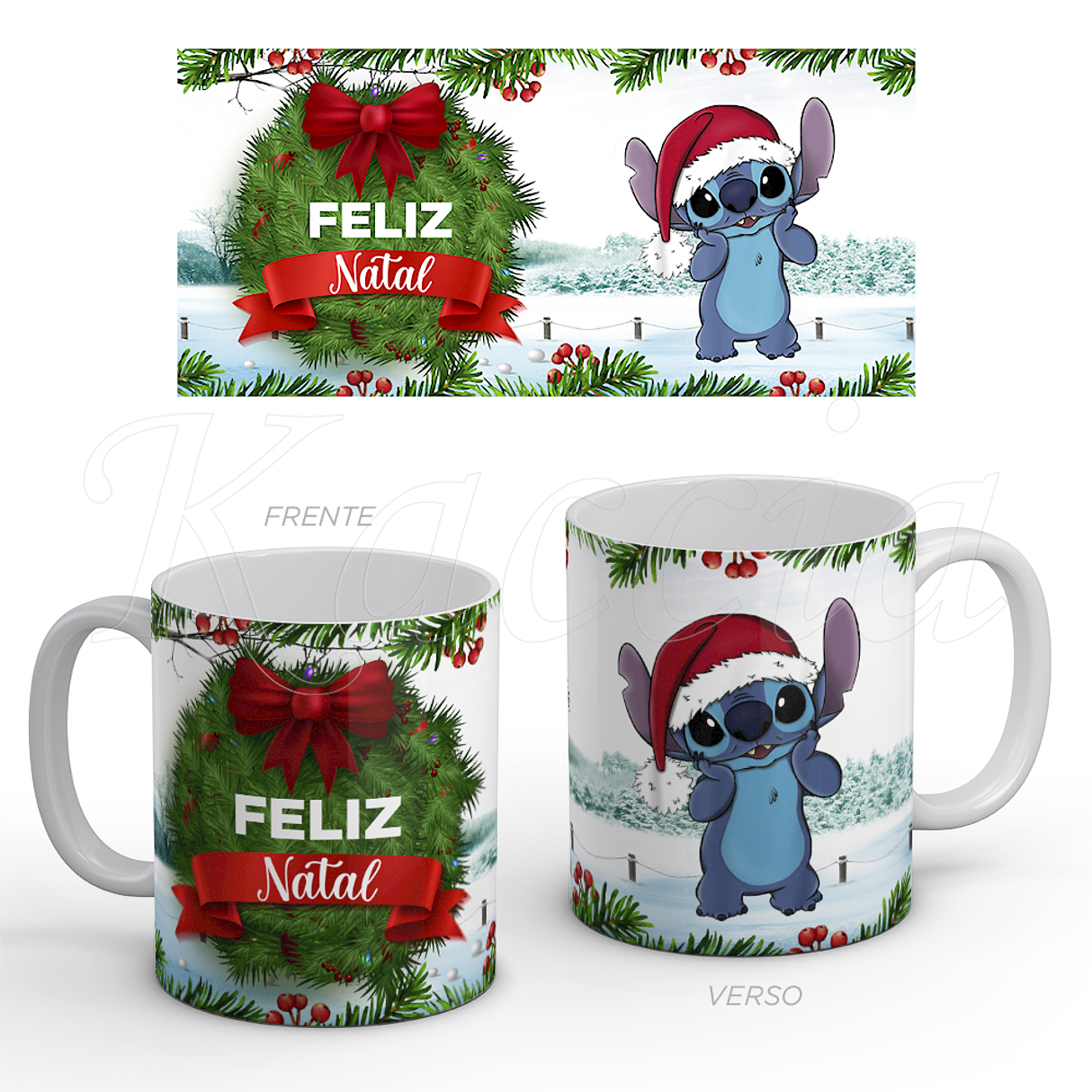Conjunto Caneca + Meias Stitch Feliz Natal 3