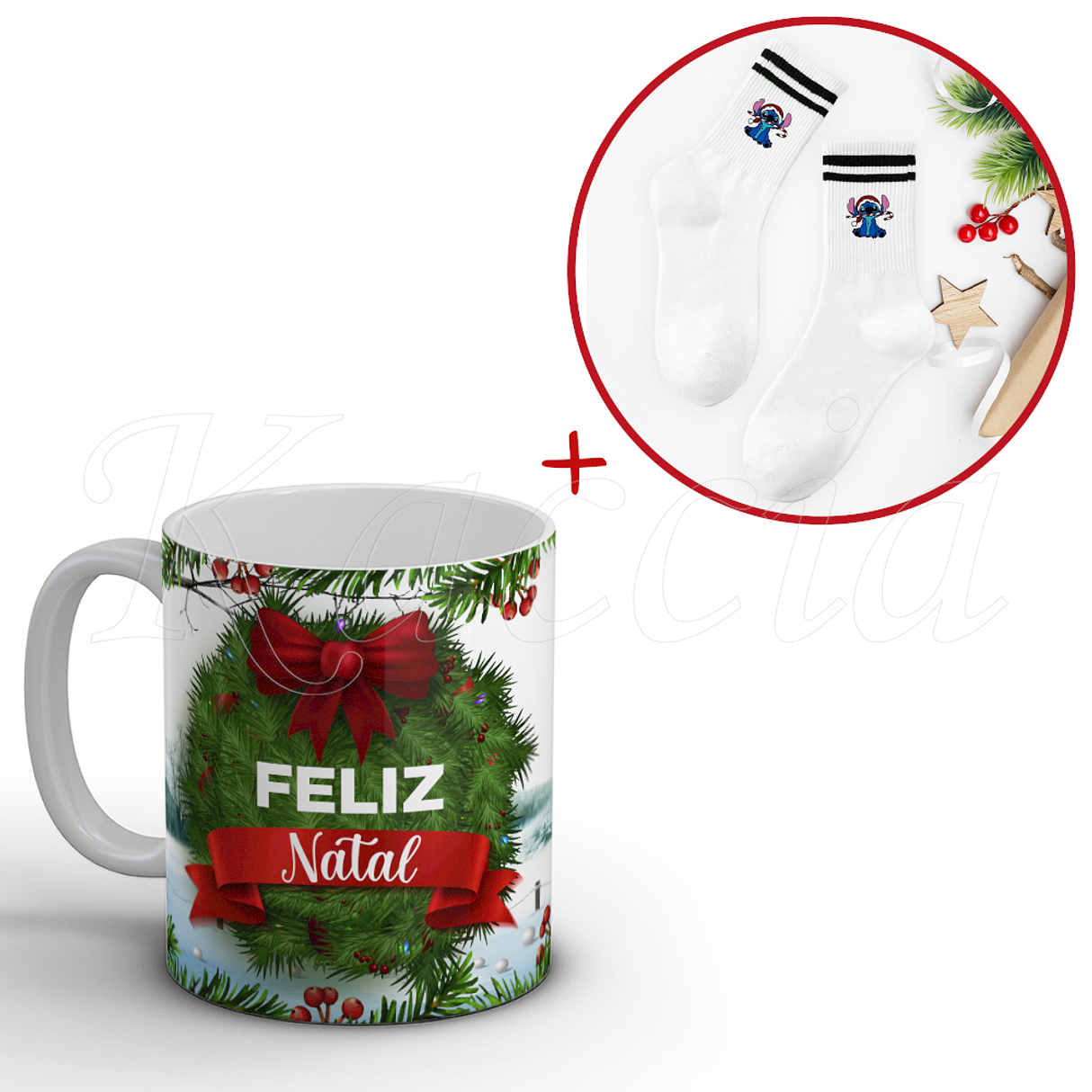 Caneca Feliz Natal Stitch 4