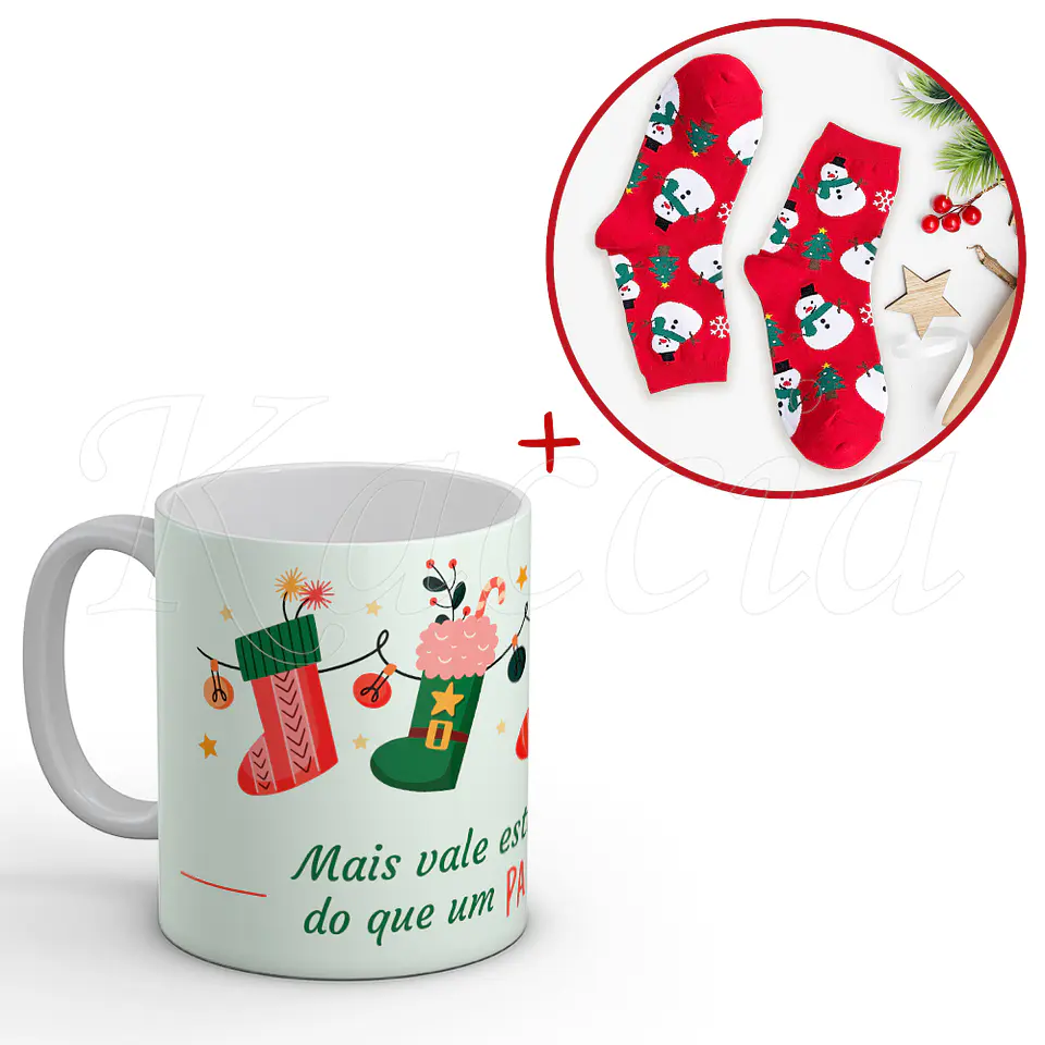 Conjunto Caneca + Meias Natal Melhor do que um Par de Meias 2