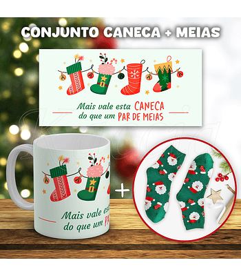 Conjunto Caneca + Meias Natal Melhor do que um Par de Meias