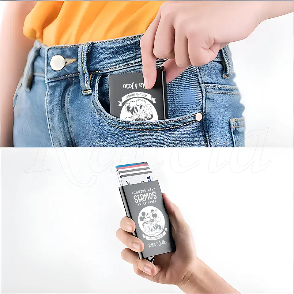 Porta-Cartões Personalizado Juntos Até Sermos Velhinhos Mickey 6