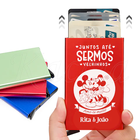 Porta-Cartões Personalizado Juntos Até Sermos Velhinhos Mickey