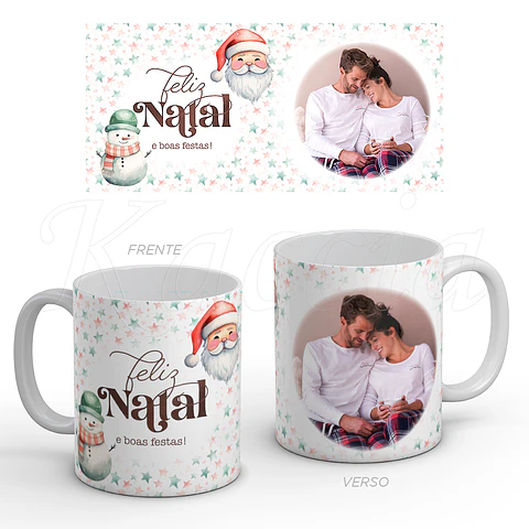 Caneca Personalizada Feliz Natal Stars com Foto