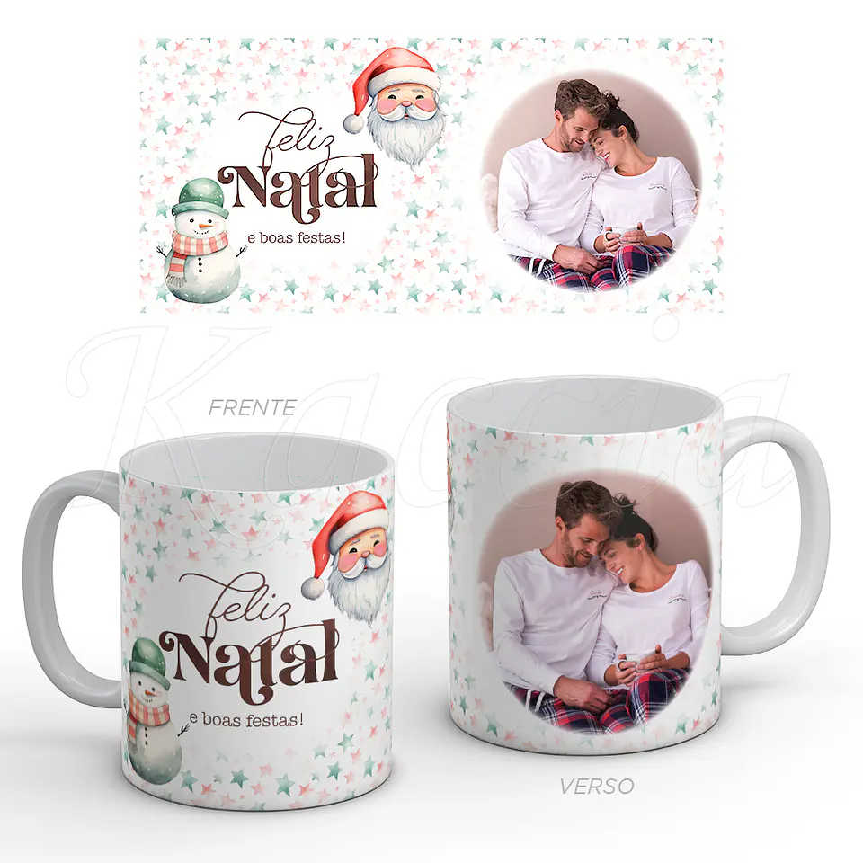 Caneca Personalizada Feliz Natal Stars com Foto 1