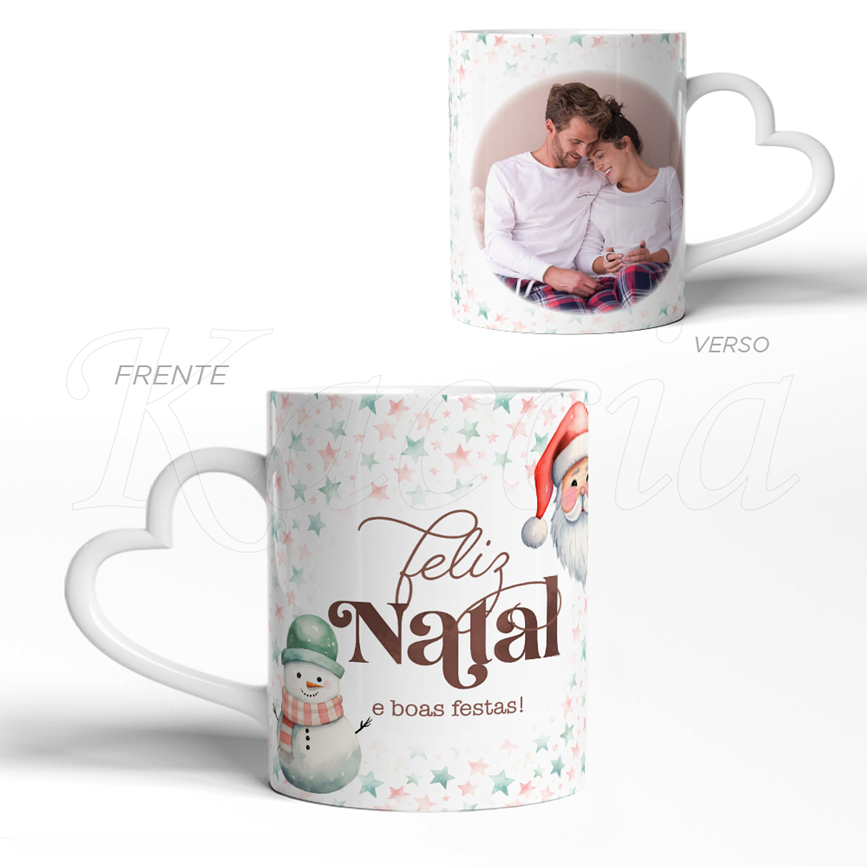Caneca Personalizada Feliz Natal Stars com Foto 3