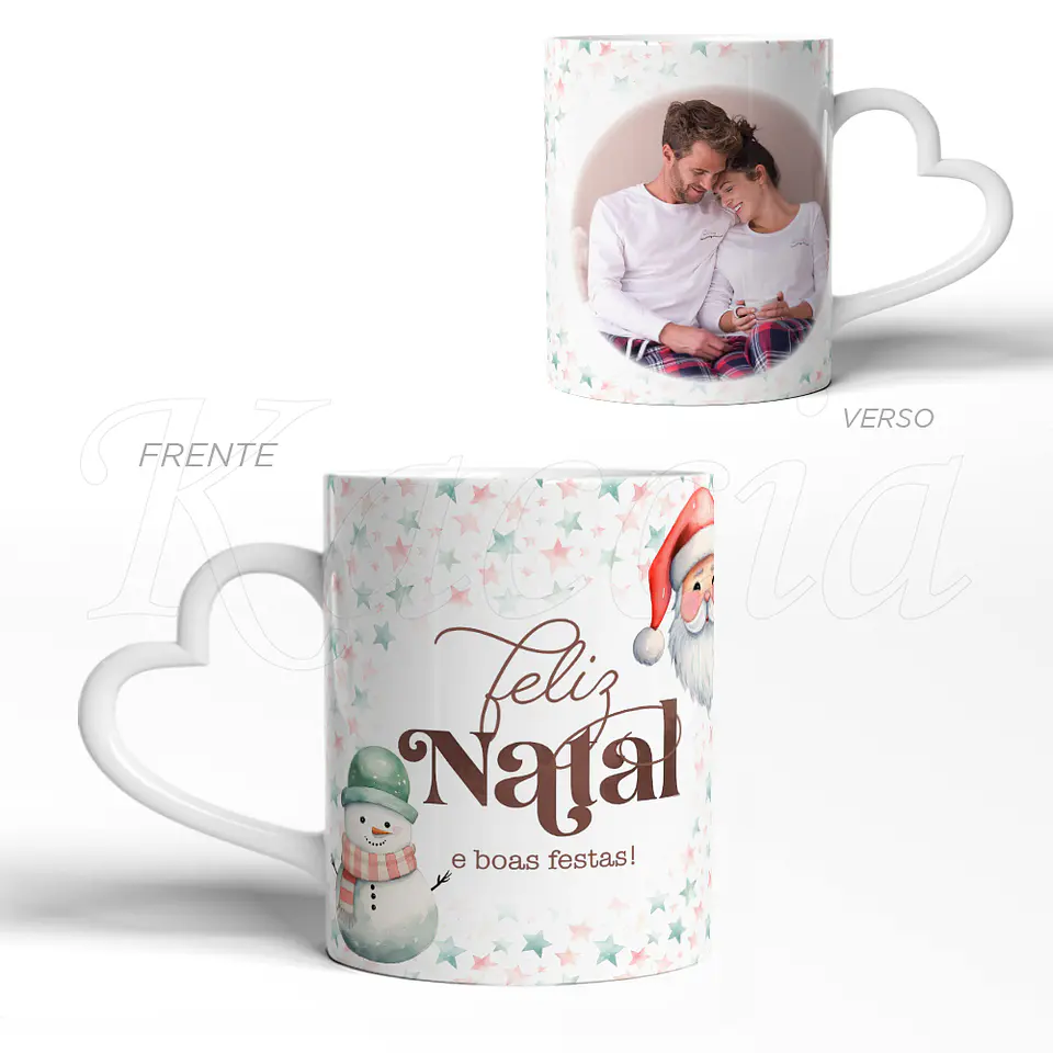 Caneca Personalizada Feliz Natal Stars com Foto 3