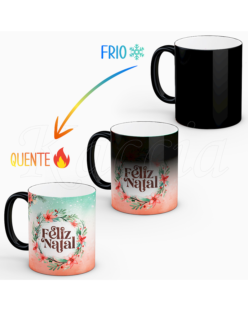 Caneca Personalizável Feliz Natal Flowers com Foto