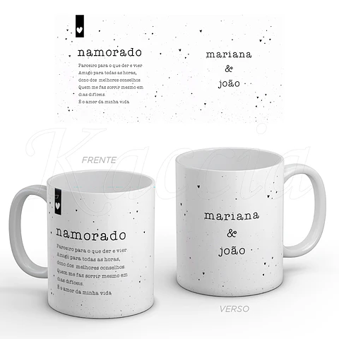 Caneca Personalizada Namorado Significado com Nomes