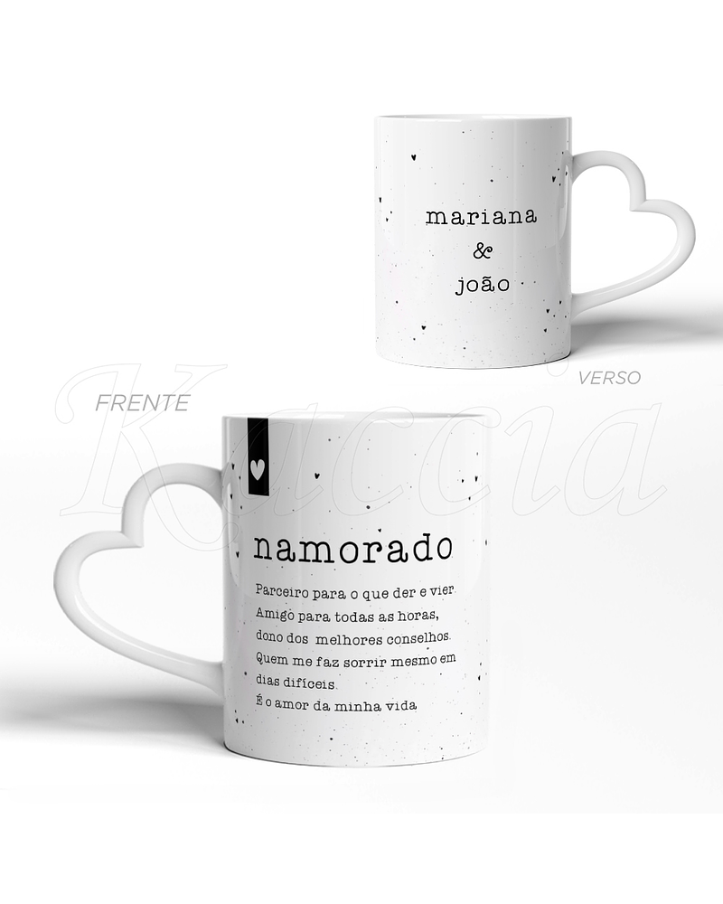 Caneca Personalizável Namorado Significado com Nomes