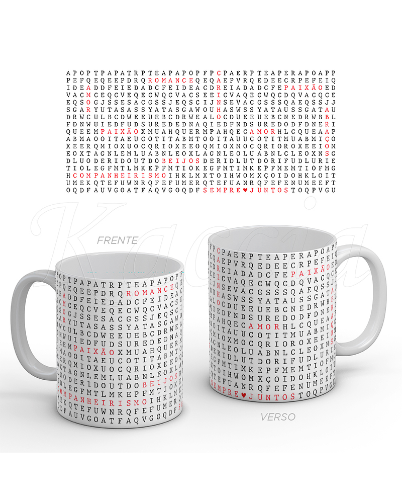 Caneca Sopa de Letras Sempre Juntos