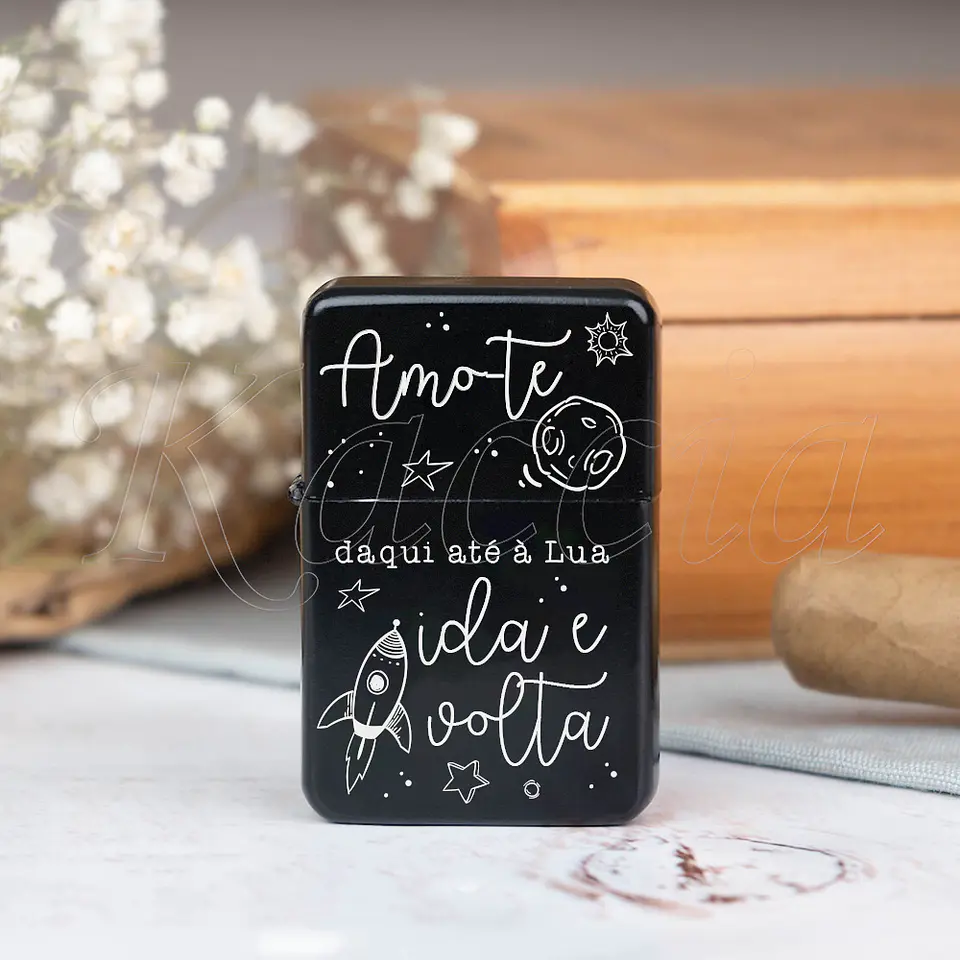 Isqueiro Preto Personalizado Amo-te até à Lua ida e volta 2