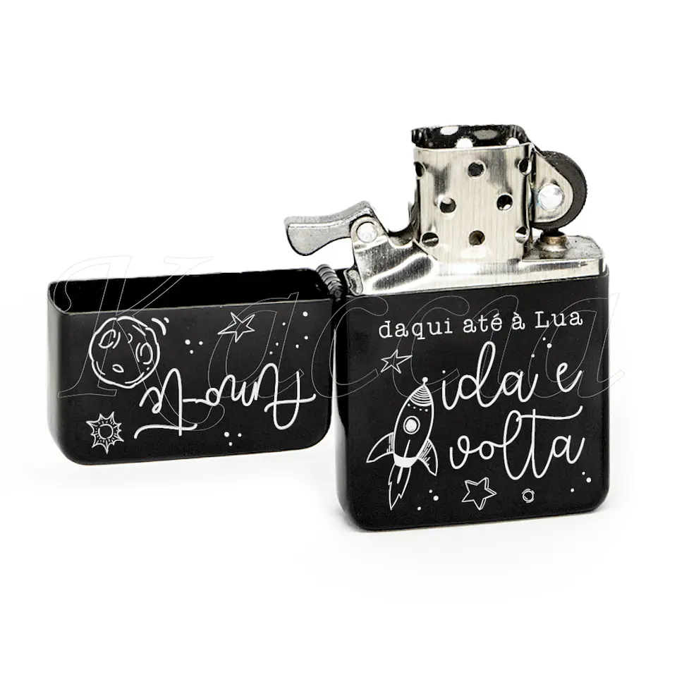 Isqueiro Preto Personalizado Amo-te até à Lua ida e volta 3
