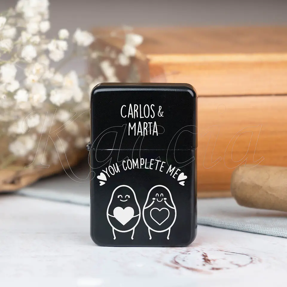 Isqueiro Preto Personalizado You Complete Me Avocados 2