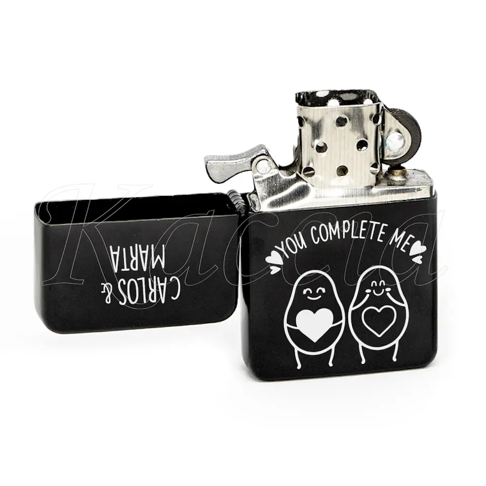 Isqueiro Preto Personalizado You Complete Me Avocados 3