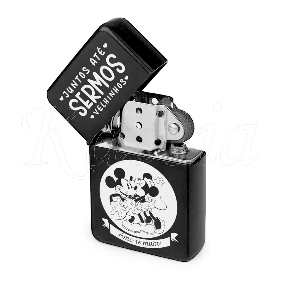 Isqueiro Preto Personalizado Juntos Até Sermos Velinhos Mickey Minnie 1