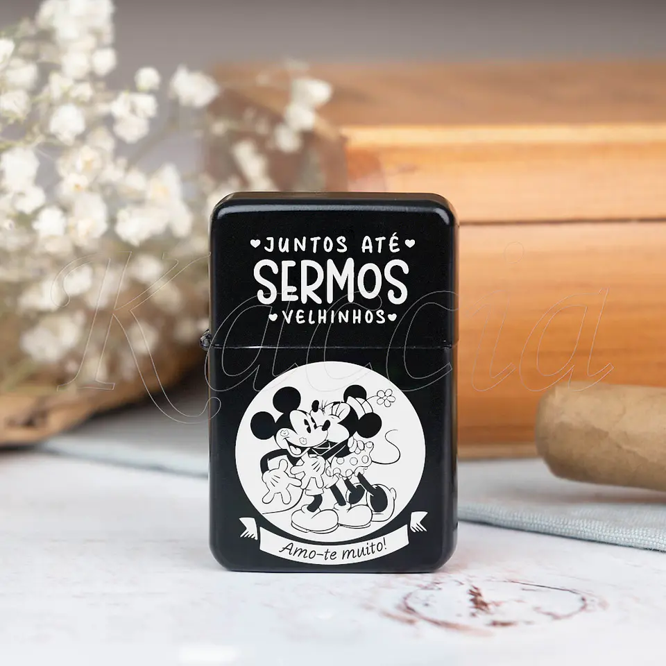 Isqueiro Preto Personalizado Juntos Até Sermos Velinhos Mickey Minnie 2