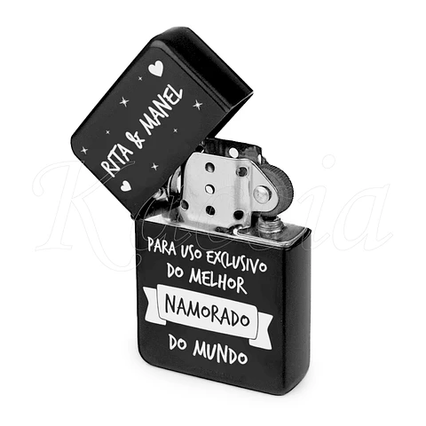 Isqueiro Preto Personalizado Uso Exclusivo com Nomes