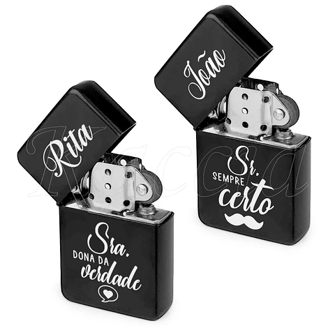 Conjunto Isqueiros Pretos Personalizados Sr & Sra Certos