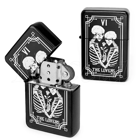 Isqueiro Preto Personalizado The Lovers Tarot Card