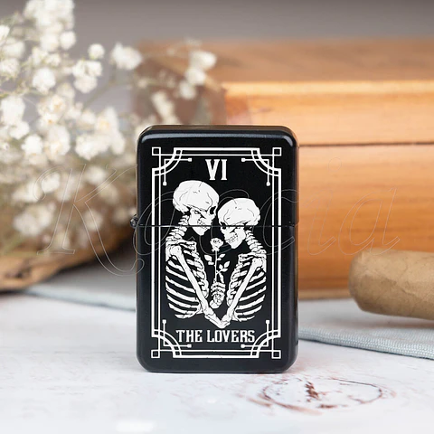 Isqueiro Preto Personalizado The Lovers Tarot Card