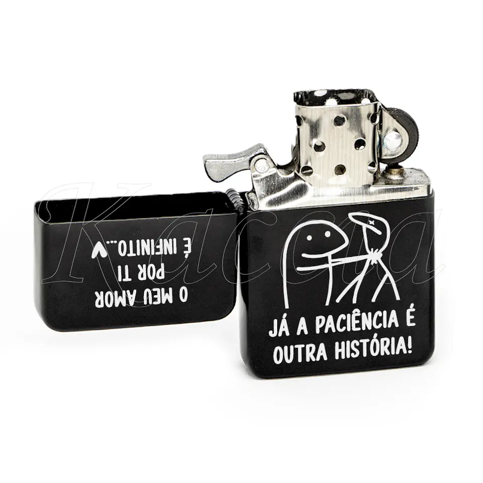 Isqueiro Preto Personalizado Amor Infinito Paciência Flork 3