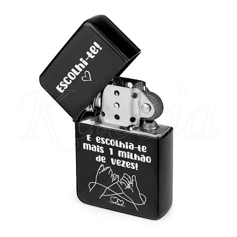 Isqueiro Preto Personalizado Escolhi-te Lovers