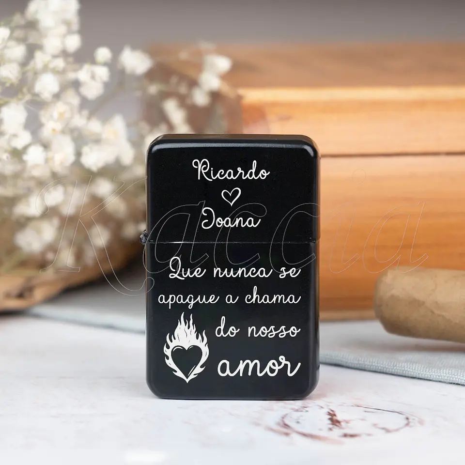 Isqueiro Preto Personalizado A Chama do Nosso Amor 2