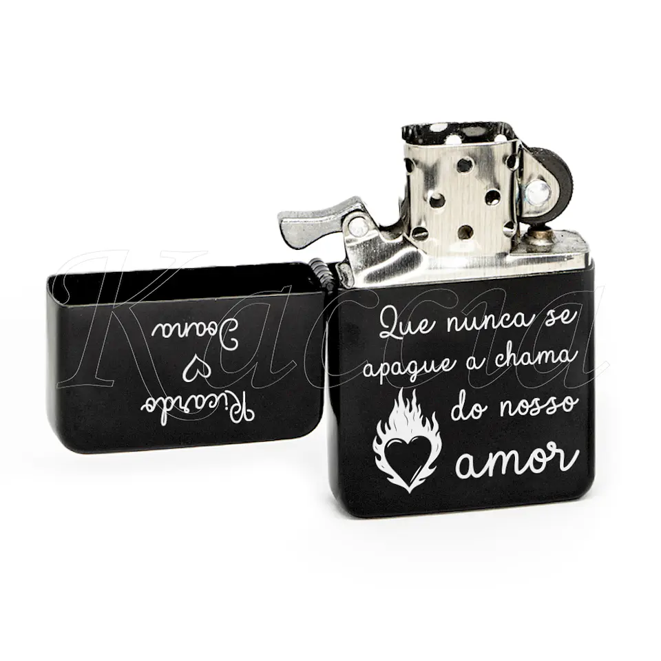 Isqueiro Preto Personalizado A Chama do Nosso Amor 3