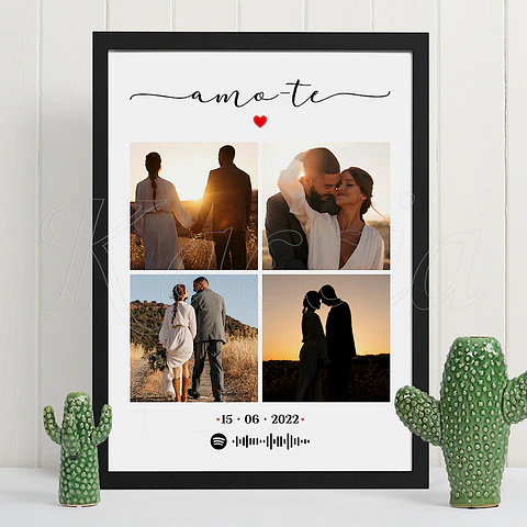 Quadro Spotify Personalizado Amo-te com Fotos