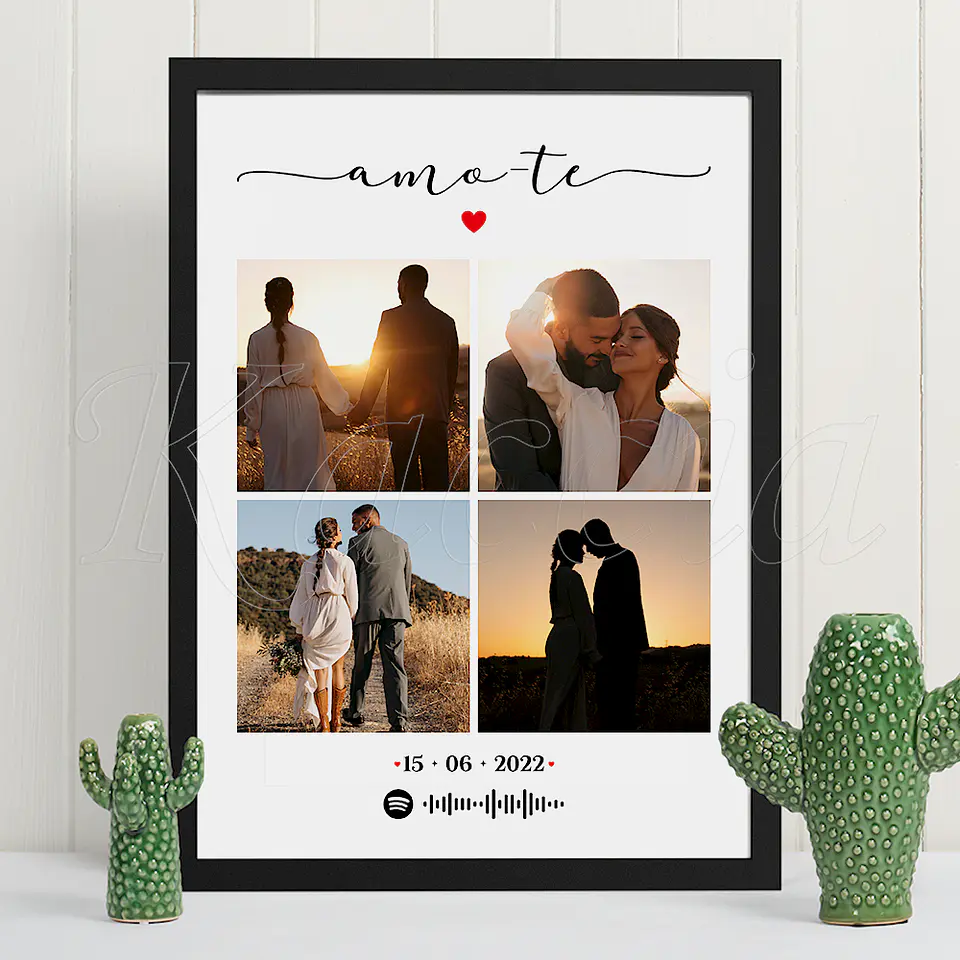 Quadro Spotify Personalizado Amo-te com Fotos 2