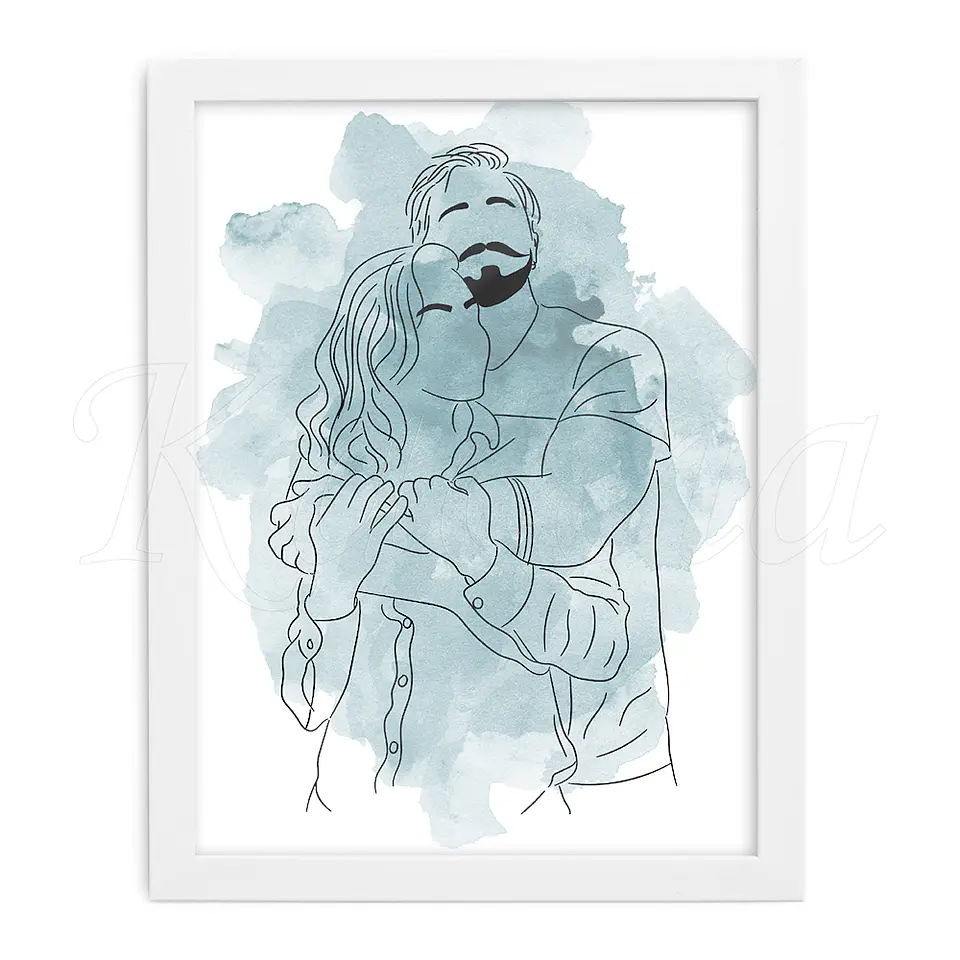 Quadro Personalizado Ilustração Aquarela com Foto 4