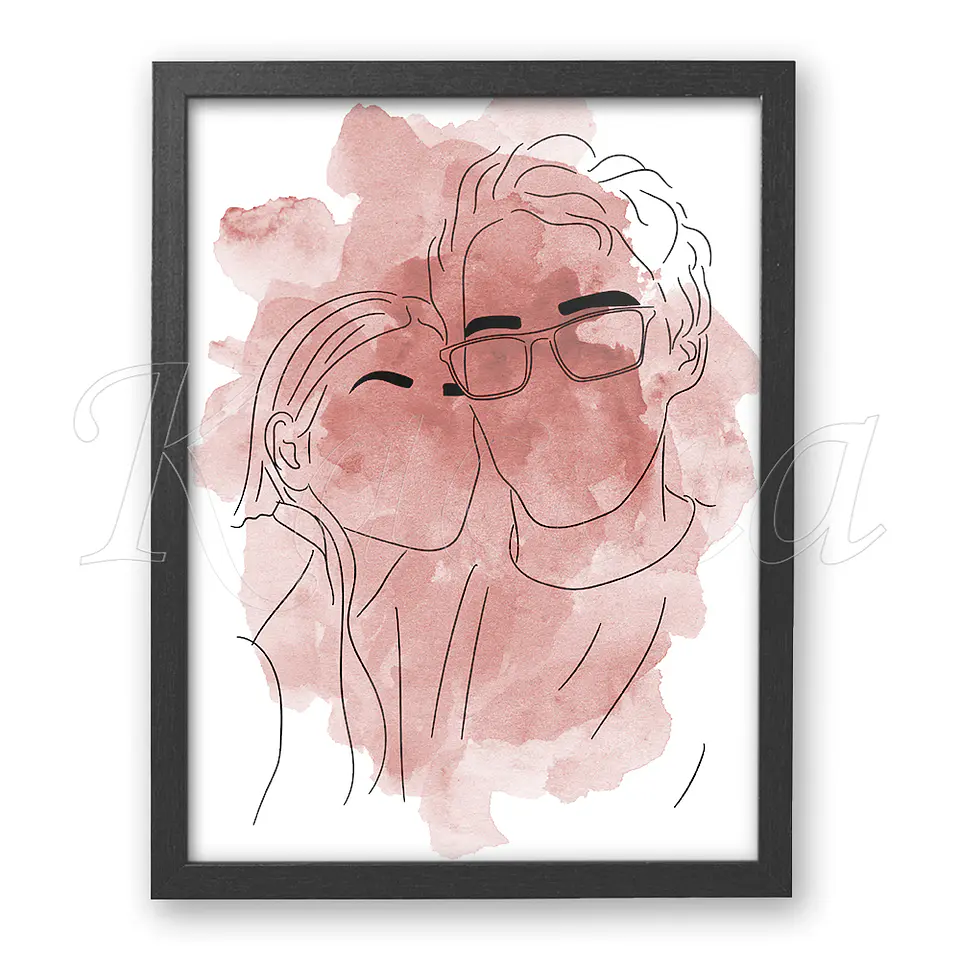 Quadro Personalizado Ilustração Aquarela com Foto 11