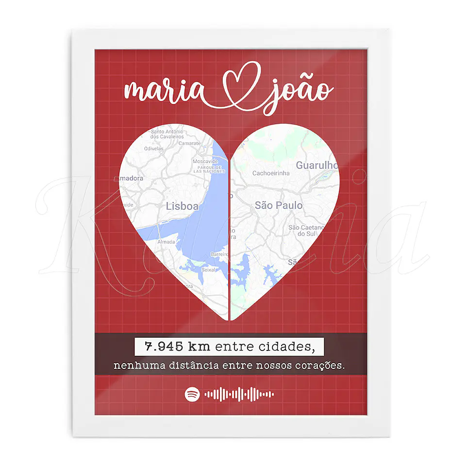 Quadro Spotify Personalizado Distância entre Nós Red 3