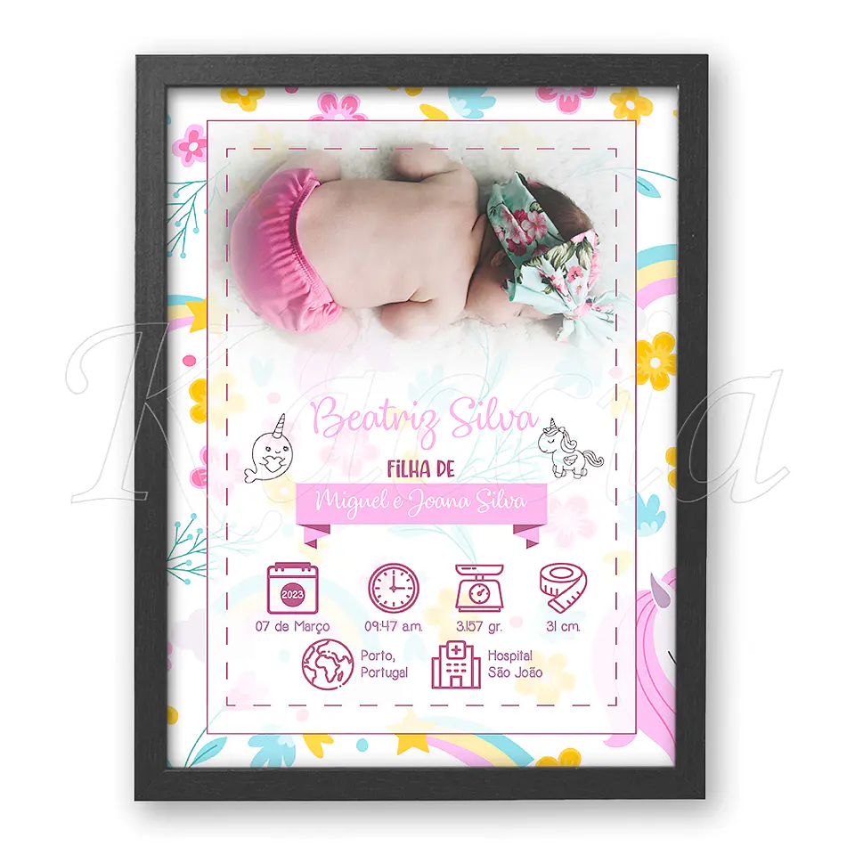Quadro Personalizado Nascimento Bebé Pink 4