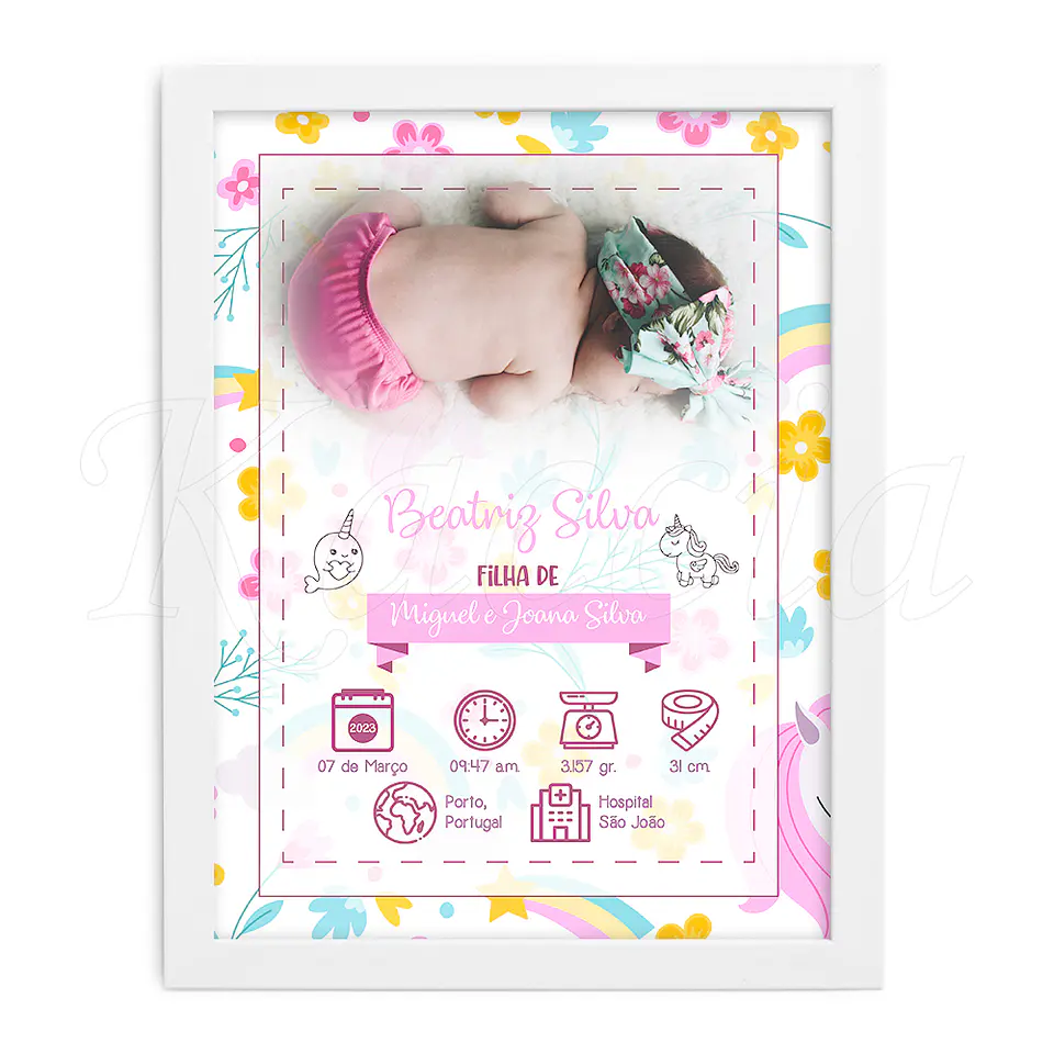 Quadro Personalizado Nascimento Bebé Pink 3
