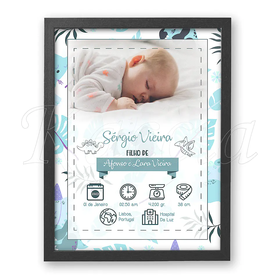 Quadro Personalizado Nascimento Bebé Blue 4