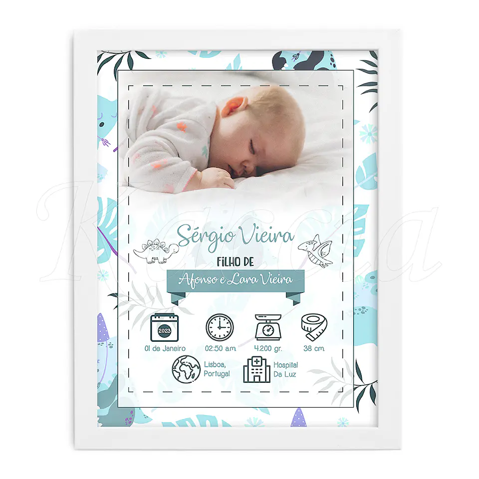 Quadro Personalizado Nascimento Bebé Blue 3