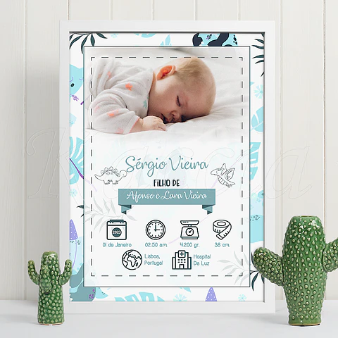 Quadro Personalizado Nascimento Bebé Blue
