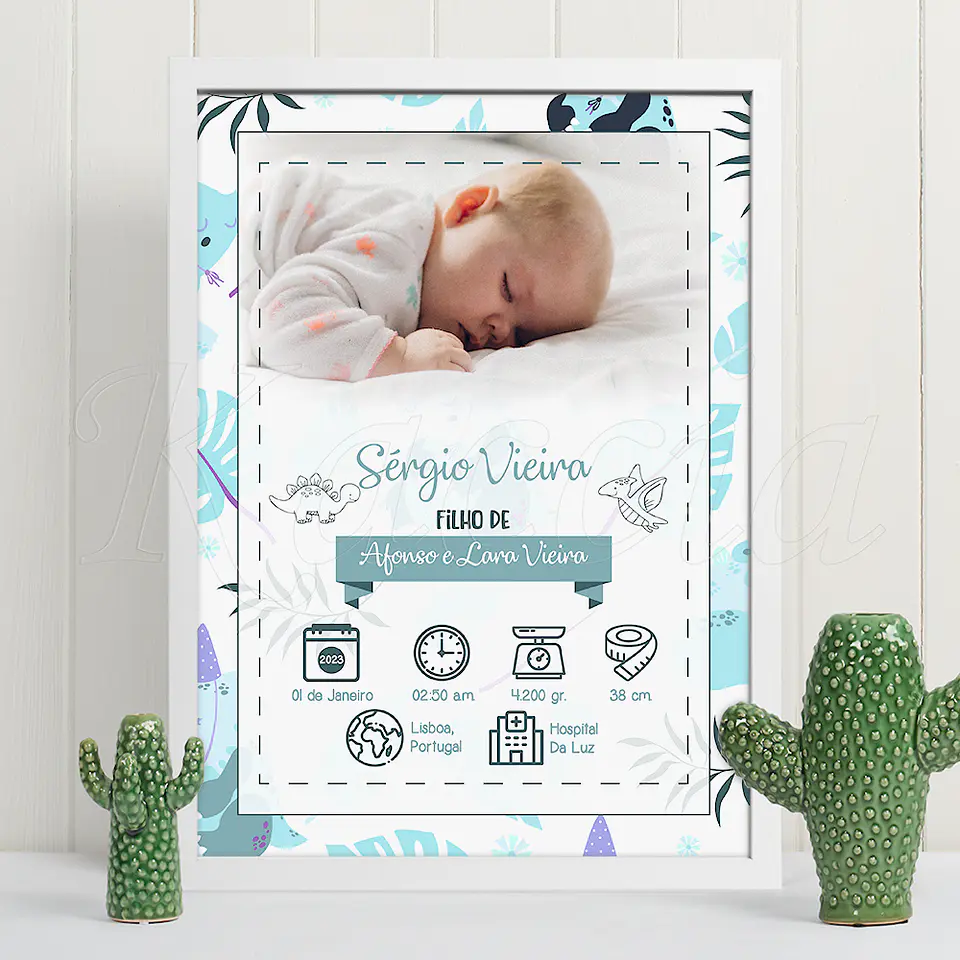 Quadro Personalizado Nascimento Bebé Blue 1
